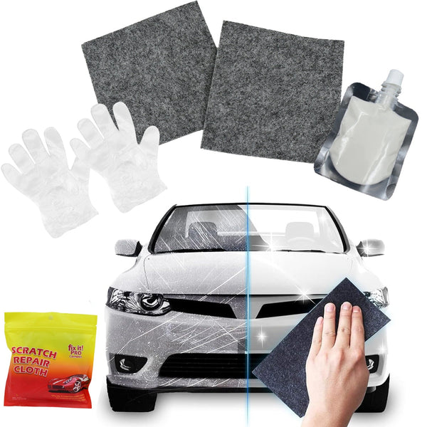 Nano Magic Car Scratch Remover Cloth, Multipurpose Scratch Repair Cloth, Cloth for Car Paint Scratch Repair, Easy to Repair Slight Scratches on the Surface Polishing Repeatable Use for All Kinds of Car (45 ML Repair Solution, 2 Gloves, 2 nano Cloth) Your Brand