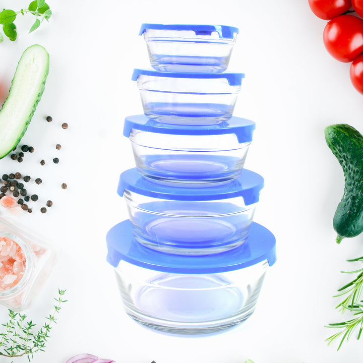 Modern Glass Bowl Set Mixing / Storage Bowls with Lids (5 Pcs Set) - TezCart