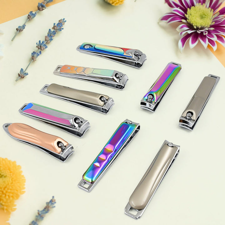 Stainless Steel Folding Portable Large Nail Clippers with Nail File (1 Pc / Mix Design) - TezCart