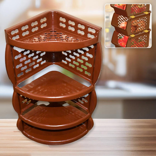 Multi Purpose Plastic Corner Rack a Stylish Storage Shelf for Kitchen / Living Room / Bathroom (1 Pc / 3 Layer ) Your Brand