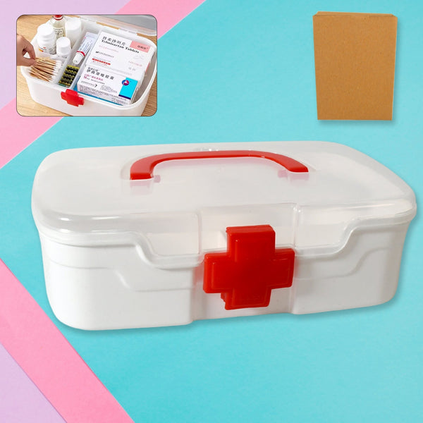 Medical Box, 1 Piece, Indoor Outdoor Medical Utility, Medicine Storage Box, Detachable Tray Medical Box Multi Purpose Regular Medicine, First Aid Box with Handle & Transparent Lid Your Brand