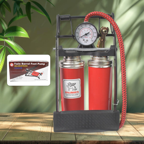 Dual-Cylinder Foot Pump, Portable Floor Bike Pump, 100PSI Air Pump - TezCart