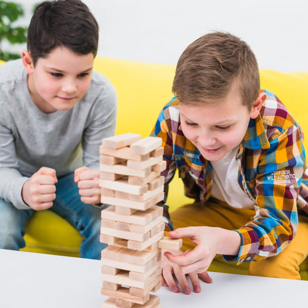 54 Pcs Blocks 4 Dices Wooden Tumbling Stacking Building Your Brand