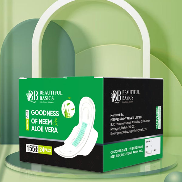 Sanitary Pantyliner with Neem & Aloe Vera, Ultra Thin, PH Balanced, Antibacterial (24 Pads, 155mm) Your Brand