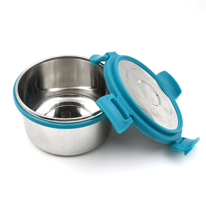 Miracle Solo round Lunch box High Grade Stainless Steel Double Wall Insulated 300ML Food Container 4 Lock Clip Leak Proof Lid, Best Return Gift for Any Occasion (1 Pc) Your Brand