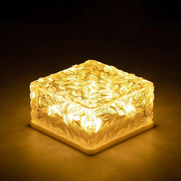 Solar Ice Cube Shaped Garden Light, Ice Cube Shaped Garden Warm Light Outdoor Solar Garden Decorative Lights for Walkway Pathway Backyard Christmas Decoration Parties Your Brand