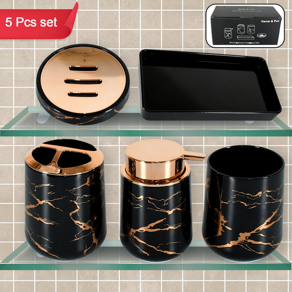 Bathroom Accessory Set Bathroom Decor Premium Quality (5 PCS) 1 X Tumbler,1 X Dispenser,1 X Toothbrush Holder, 1 X Soap Dish & 1 X Tray Your Brand