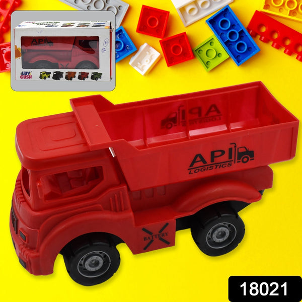 Friction Powered Dumper Toy Truck For Kids | With Opening Container Feature | Strong & Durable Plastic Material | Indoor & Outdoor Play Birthday Gift for Baby Boys & Girls (1 Pc) Your Brand