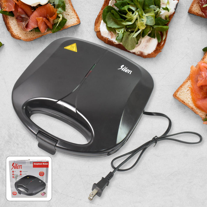 Donut Maker Machine 750W Electric Donut Maker 6pcs Circle Shaped cavity (1 Pc / With 2 PIN Plug Converter 1 Pc ) - TezCart