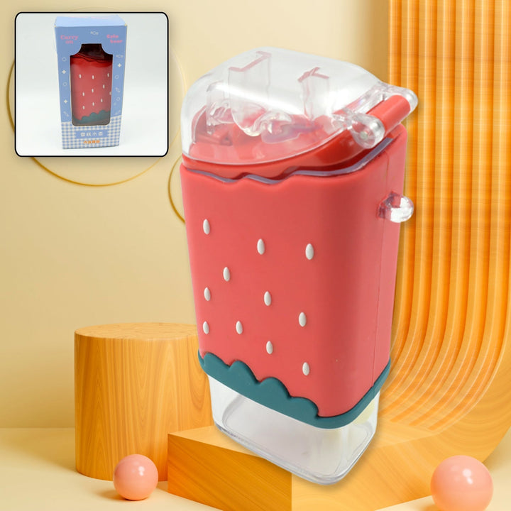 Portable Cute Water Bottle for Kids, Unique Ice Cream Shape water cup, Popsicle Shaped Plastic Kettle with Straw, Adjustable Shoulder Strap, BPA free, Leakproof (300 ML) Your Brand
