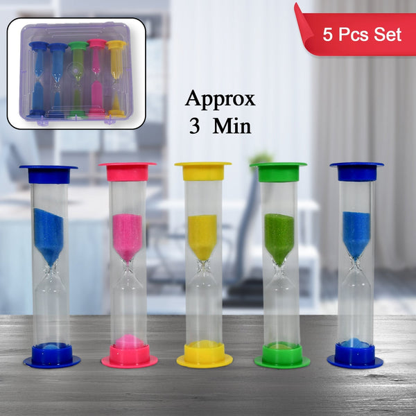 Sand Timer Plastic Hourglass, Sand Glass Toy Sand Clock for Kitchen, Office, School and Brushing Teeth for Bathroom Timer Clock Children Hourglass Sand glass Toothbrush Household Sand Clock (3 Min Approx / 5 pc) Your Brand