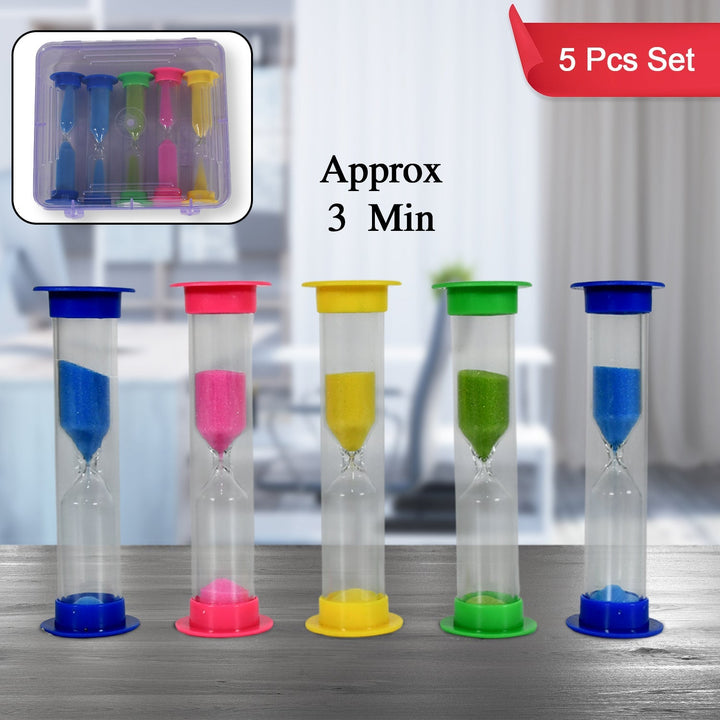 Sand Timer Plastic Hourglass, Sand Glass Toy Sand Clock for Kitchen, Office, School and Brushing Teeth for Bathroom Timer Clock Children Hourglass Sand glass Toothbrush Household Sand Clock (3 Min Approx / 5 pc) Your Brand