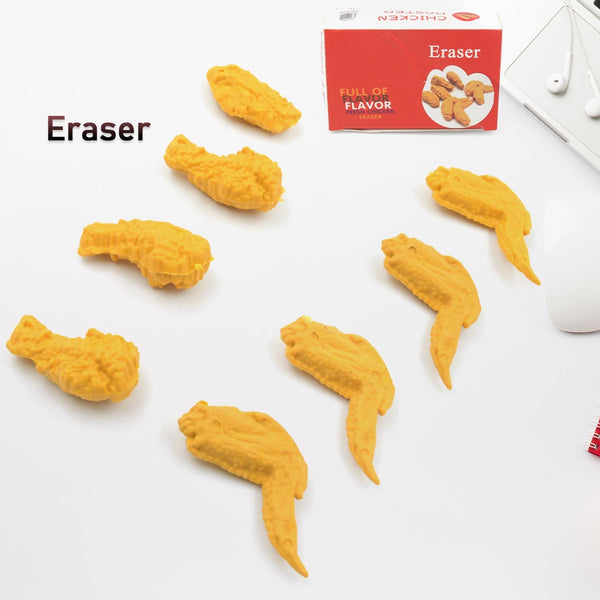 Cute Erasers, Pencil Eraser, Chicken Wings Chicken Legs Eraser Student School Supplies Gifts Chicken Rubber Drawing Small Eraser Office Accessory Fun Back to School Supplies Gifts Party Favor for Kids Adults Students (8 Pcs Set) Your Brand