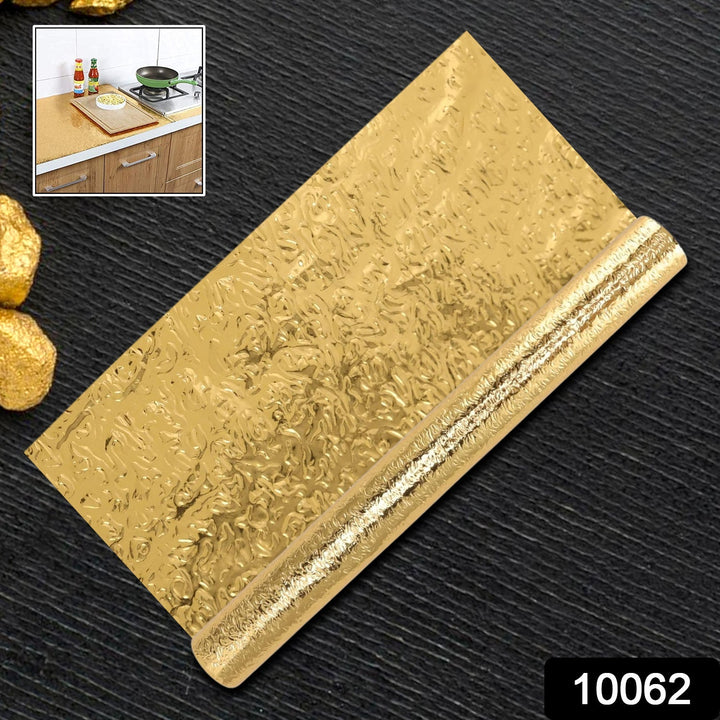 Oil Proof Sticker, Waterproof Self Adhesive Aluminum Foil Wallpaper (60 cm×2m / Golden / 1 Pc) Your Brand