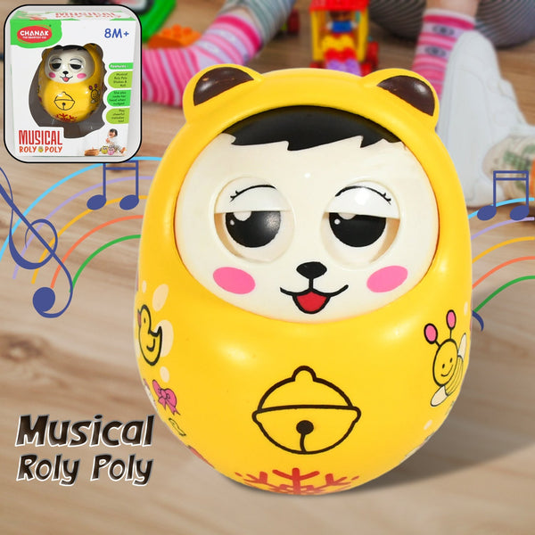 Musical Roly Poly Toys for Baby | Push and Shake Wobbling Toy with Music | Tumbler Doll Toy for Babies | Sound Balancing Doll Toys for Baby Boys, Girls 8+ Months Multicolor (1 Pc) Your Brand