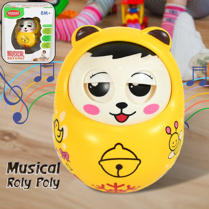 Musical Roly Poly Toys for Baby | Push and Shake Wobbling Toy with Music | Tumbler Doll Toy for Babies | Sound Balancing Doll Toys for Baby Boys, Girls 8+ Months Multicolor (1 Pc) Your Brand