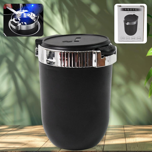 Portable Car Ashtray with Lid and Blue LED Light (1 Pc) - TezCart