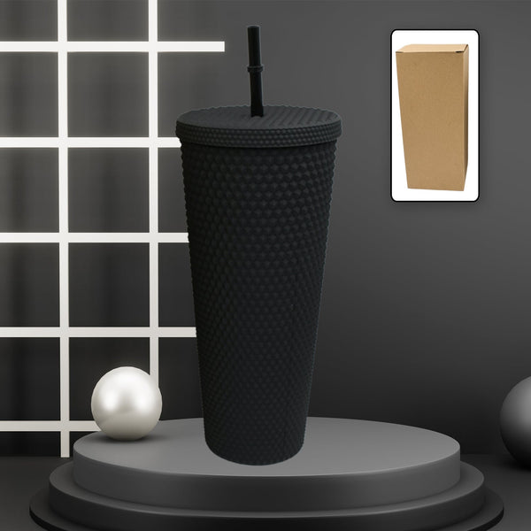 Reusable Studded Tumbler with Straw & Leak Proof Lid (1 Pc, Mix Colors) Your Brand