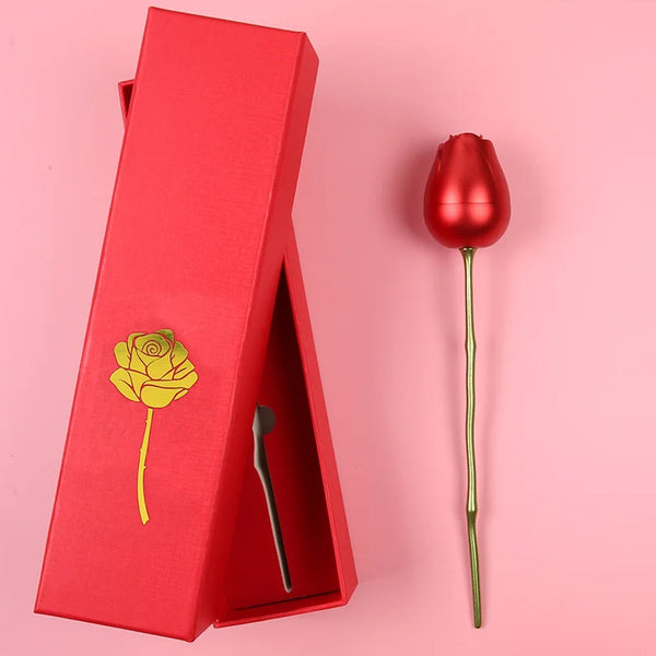 Plastic Red Rose Couple Rings Box-Fancy Rings Box (No Rings Included / 1 pc) - TezCart
