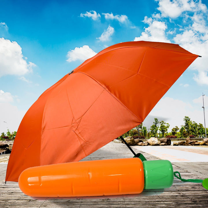 Vegetable shaped Folding Umbrella, Plastic Case Creative Fashion Folding Mini Sun Shade Rain Umbrella, Unique Umbrella, Sun & UV Protection, Cute Design (1 Pc) Your Brand
