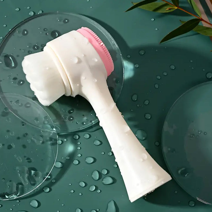 2 in 1 Facial Brush Cleansing | Manual Face Scrubber | Silicone Double-Sided Face Wash Brush for Sensitive, Delicate, Dry Skin (1 Pc) Your Brand
