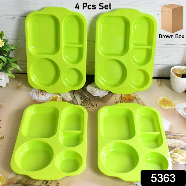 Unbreakable Plastic Food Plates / Biodegradable 5 Compartment Square Plate for Food Your Brand