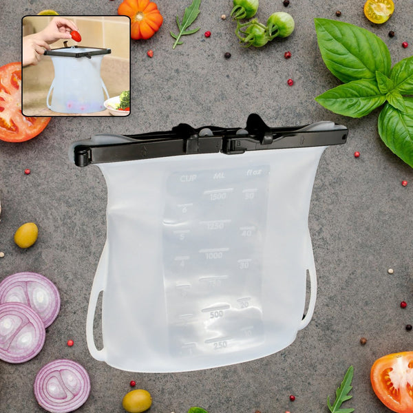 Reusable Silicone Food Storage Bag Set Leakproof Lock Reusable Flat Bottom Freezer Bags, Sandwich Bags, Silicone Food Grade Kids Snack Bags, BPA Free Microwave Safe (1 Pc) Your Brand