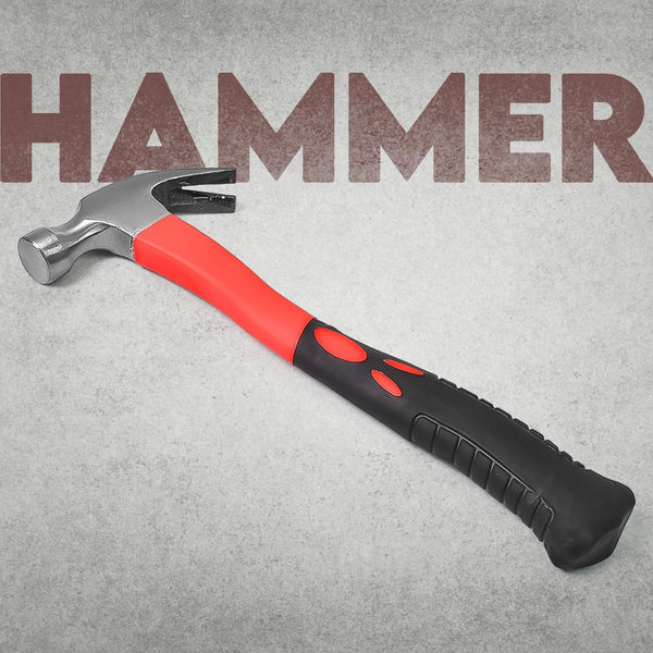 Stainless Claw Hammer with Fiberglass Handle, Shock Resistant, Corrosion Resistant, Rust Proof, Durable, Environmental friendly, 364g, 28cm Your Brand