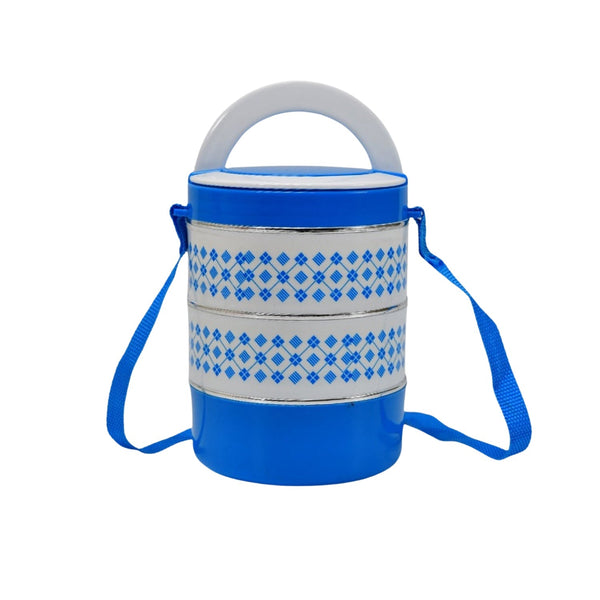 3 layer Adjustable Insulated Tiffin Set of 1, Blue 3 Containers Lunch Box Your Brand