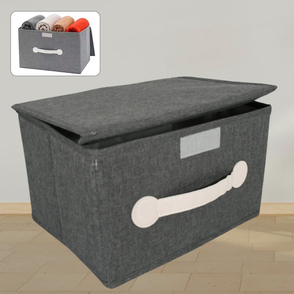 Small Foldable Storage Box With Lid And Handles, Cotton And Linen Storage Bins And Baskets Organizer For Nursery, Closet, Bedroom, Home (28×20×16 Cm / 1 pc) Your Brand