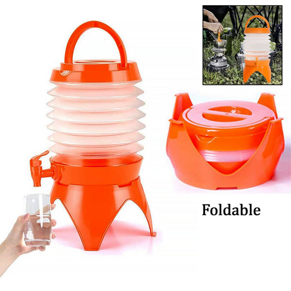 Plastic Collapsible Beverages Container with Tap Cold Drink Dispenser Folding Water Storage Water Jug Tank for Home and Outdoor Party Traveling Picnic (3.5 Litter/ Multicolor) Your Brand