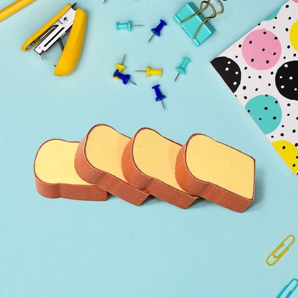 3D Toast Bread Shape Eraser for Kids, Cartoons Erasers Toast Bread Erasers Bread Shaped Eraser for Students, Gift, Cute Fun Food Erasers for School Classroom, Stationery for Boys & Girls (4 Pcs Set) Your Brand
