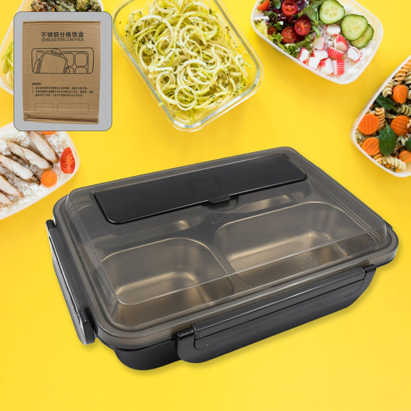 4 Compartment Insulated Lunch Box Stainless Steel |Tiffin Box for Boys, Girls, School & Office Men for Microwave & Dishwasher & Freezer Safe Adult Children Food Container (1 Pc) Your Brand