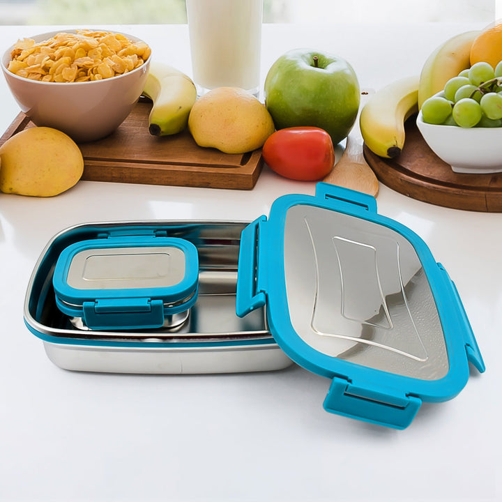 Premium Stainless Steel Lunch Box for Kid, 2 Containers Lunch Box, Perfect Size Meal Lunch Box Set for Office, School and Travelling Tiffin Box  (1000 ML+ 200 ML Approx) Your Brand