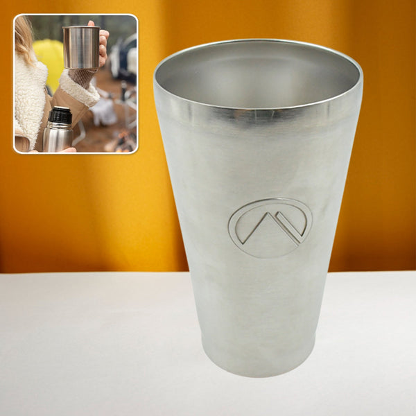 Stainless Steel Vacuum Insulated Travel Mug/ Glass Reusable Water Glass/Serving Unbreakable Drinking Glasses Plain Design for Everyday Use Drinks Water, Tea Mug, Outdoor, Home, Office (1 Pc) Your Brand