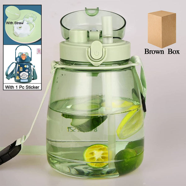 Insulated Water Bottle Portable Water Bottle With Strap, Sticker and Straw Cute Outdoor Sports Bottle For Water Travel Drinkware Jug Travel Water Bottle large Capacity Water Jug, Gym / Kid / Outdoor Sport / Campus, Fashionable (1300 ML Approx) Your Brand