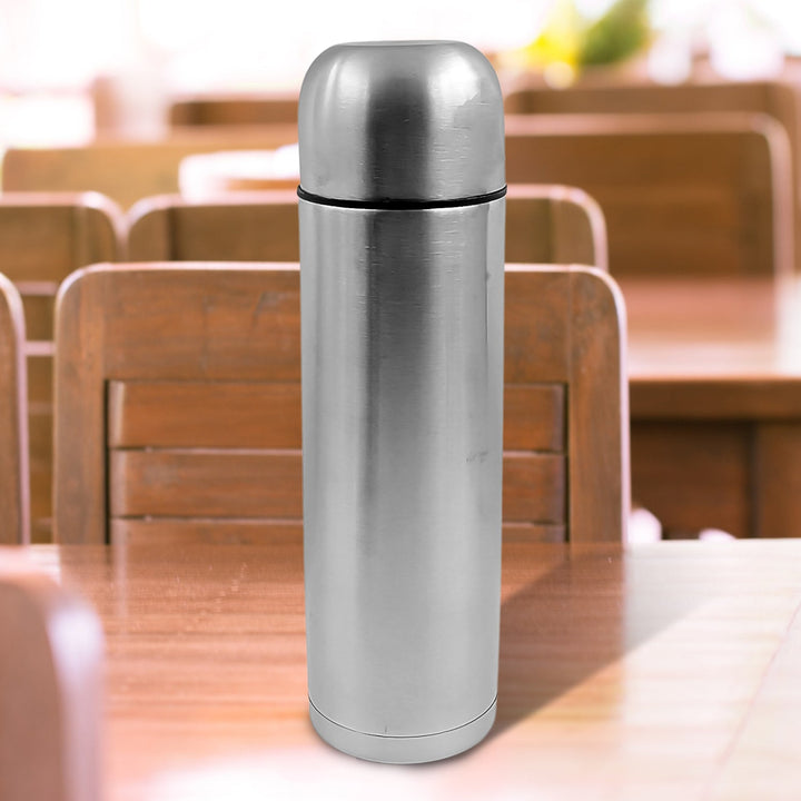 Vacuum Flask With Cover, 18/8 Stainless Steel | Hot and Cold Water Bottle with Push-Down Lid | Double Walled Stainless Steel Bottle for Travel, Home, Office, School, Picnic (750 ML) Your Brand