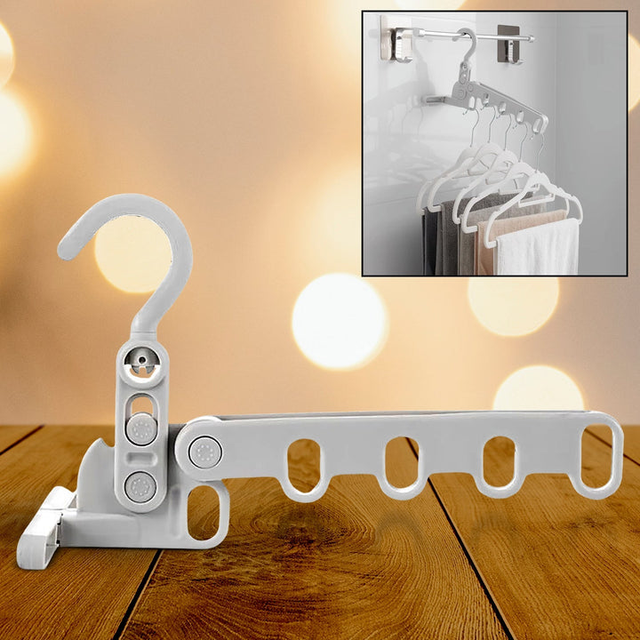5 holes foldable clothes Hanger, travel clothes hanger, multifunctional clothes hanger, space-saving wall holder, clothes rack, robust clothes hanger for travel, indoors. Your Brand
