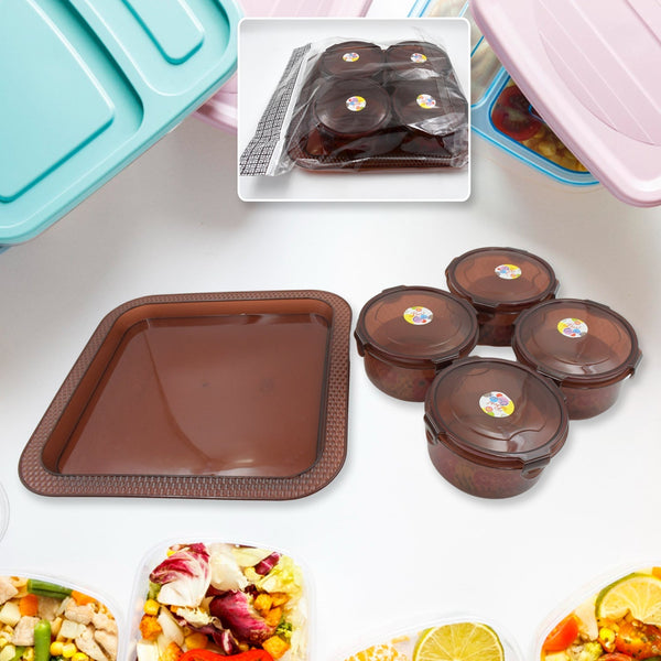 Elegance Tray, Plastic Airtight 4 Pieces Storage Container and 1 Piece Serving Tray with Lids Your Brand