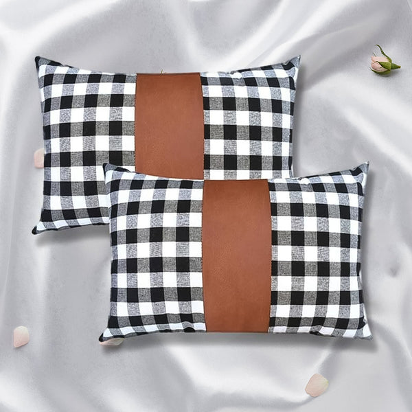 Pillow Covers, Leather & Cotton Cushion Covers (17 × 17 Inch / 1 Pair / 2 Pc) - TezCart