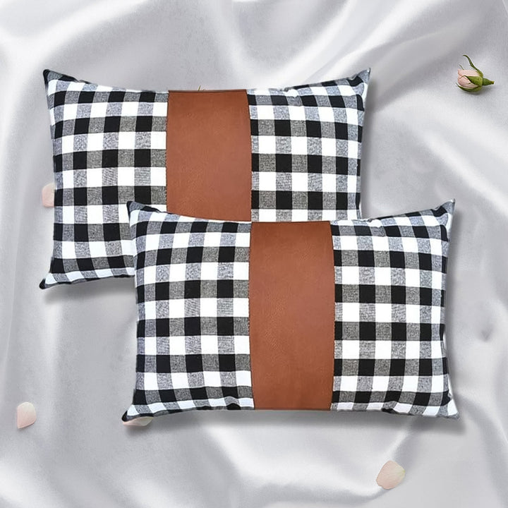 Pillow Covers, Leather & Cotton Cushion Covers (17 × 17 Inch / 1 Pair / 2 Pc) - TezCart