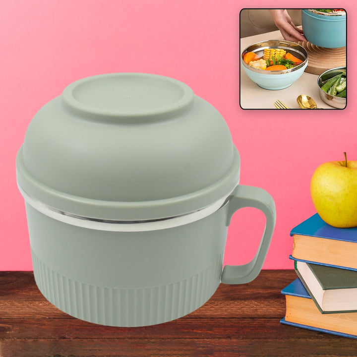 Vacuum Food Flask, Insulation Large Capacity Double Layer Structure Non Slip Labor Saving and Safe Stainless Steel Inner Tank Lunch Box/  Noodle Bowl for Camping Picnic for School Office Outdoor (1 Pc) Your Brand