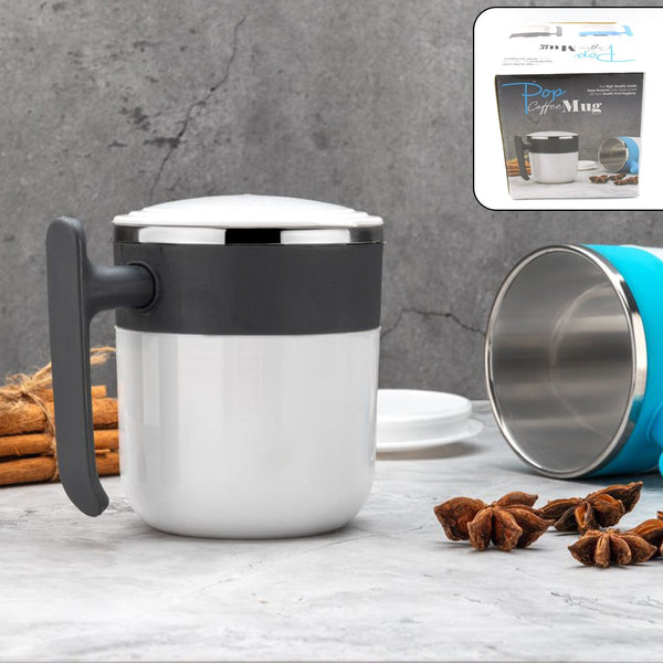 Stainless Steel Lid Cover Hot Coffee/Tea Mug Hot Insulated Double Wall Stainless Steel, Coffee and Milk Cup with Lid - Coffee Cup (1 Pc ) Your Brand
