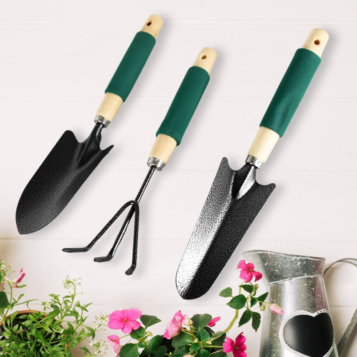Gardening Tools - Hand Cultivator, Trowel, Heavy Duty with Ergonomic Wooden Handle for Transplanting and Digging (3 Pcs Set) your brand