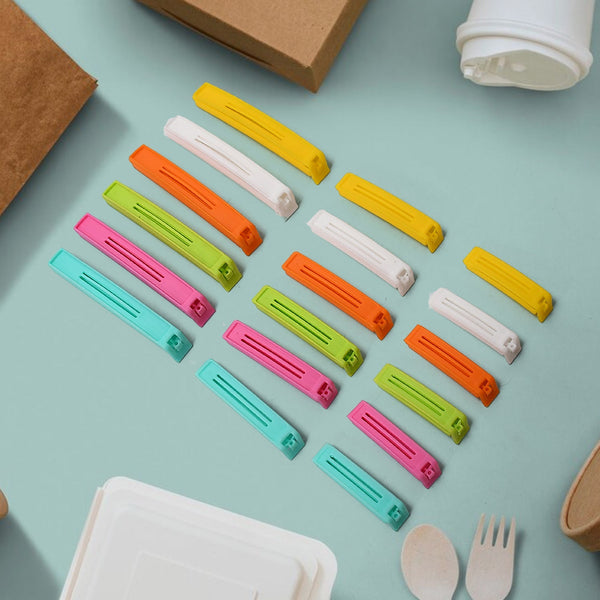 Food, Snack Pouch Bag Clip Sealer for Keeping Food Fresh for Home Kitchen | Plastic Camping Snack Air Tight Seal Bag Clips |Packet Vacuum Sealers Clip| (18 Pc Set) Your Brand