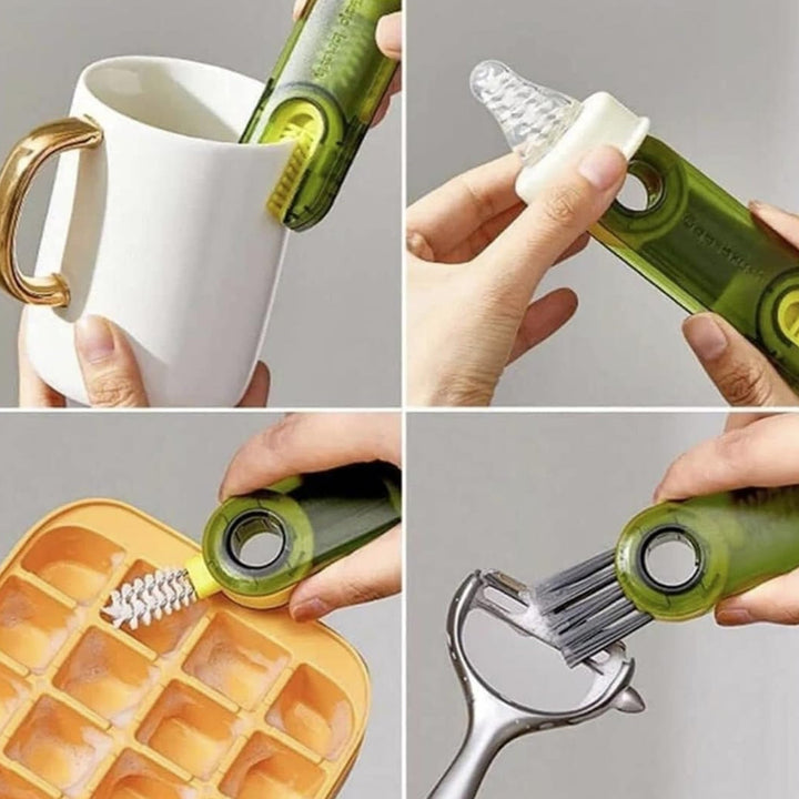 3in1 Multifunctional Cleaning Brush, Bottle Cleaning Brush, Cup Cleaner Brush, for Bottle Cup Cover Lid Home Kitchen Cleaning Tool (1 Pc / Mix Color) Your Brand