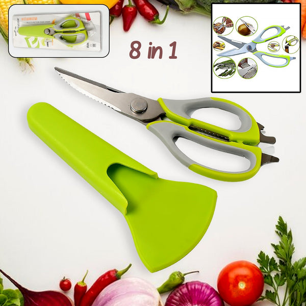 Multi-Purpose Kitchen Shears with Magnetic Holder, Stainless Steel, Red Multifunction Heavy Duty and Kitchen Scissors Your Brand