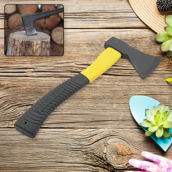 Gardening Tools Hatchet Axe Fiberglass Body Rubberized Handle Wood Cutting Axe, Camping Axe, Safety Axe, Pick Axe (972 Gm) Your Brand