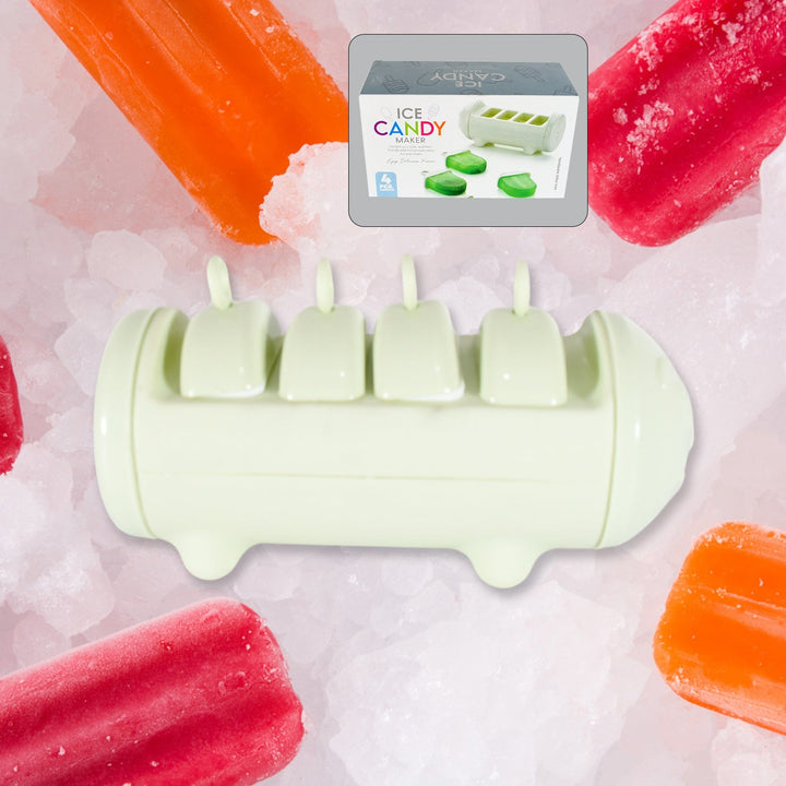 CARTOON SHAPE MOLD ICE CANDY, POPSICLE MOLD ICE, PLASTIC ICE CANDY MAKER KULFI MAKER MOLDS SET WITH 4 CUPS (1 PC / MULTICOLOR) Your Brand