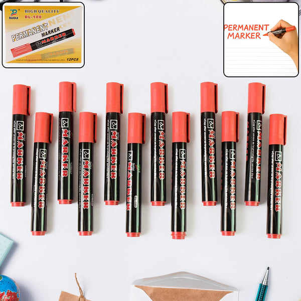 Premium Permanent Red Marker Pen Set
